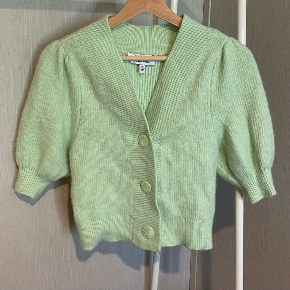 & Other Stories Pastel Green Short Sleeve Cardigan